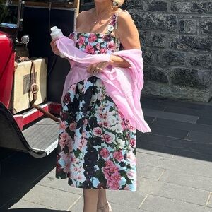 Oscar de la Renta Floral Print Midi Dress